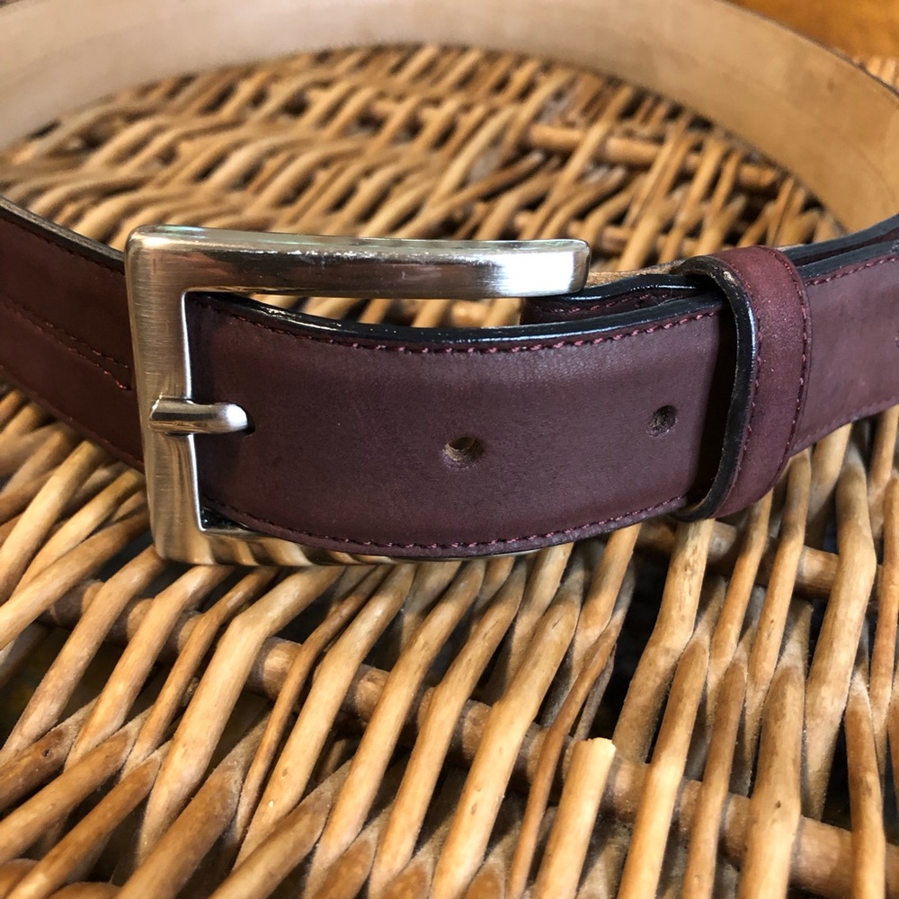 Tanner Genuine Leather Reddish Brown Stitched Belt XS